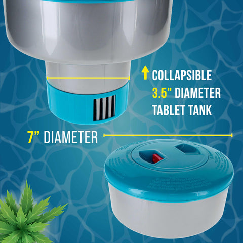 Adjustable flow ring on U.S. Pool Supply floater enables precise chemical delivery