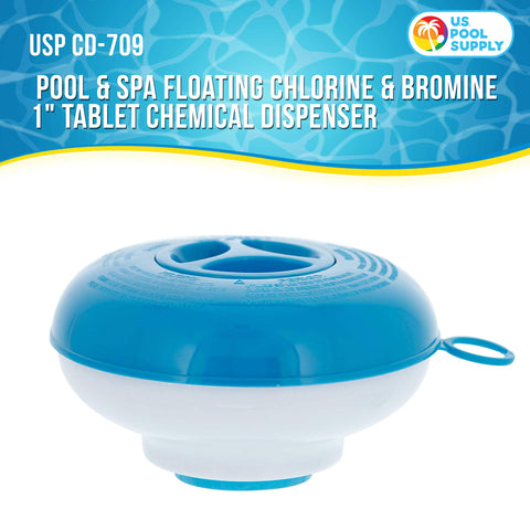 US Pool Supply collapsible tank dispenser enabling compact storage between uses.