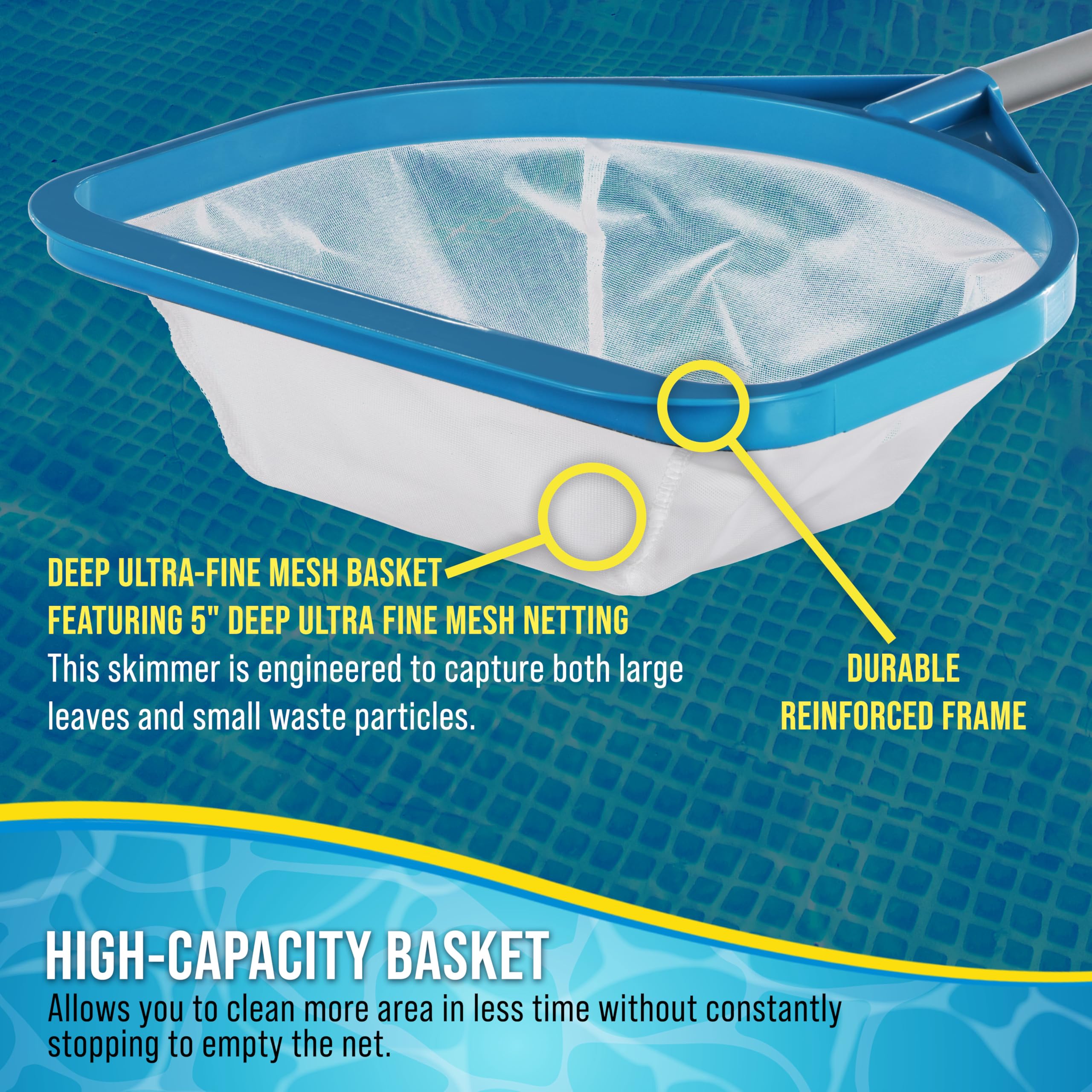 U.S. Pool Supply deep 5-inch mesh basket holds more debris between cleanings