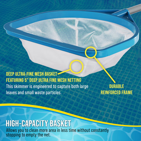 U.S. Pool Supply deep 5-inch mesh basket holds more debris between cleanings