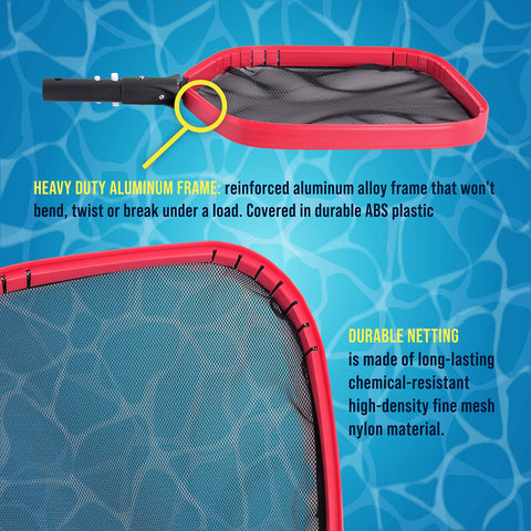 U.S. Pool Supply durable nylon netting resists wear while collecting pond debris.