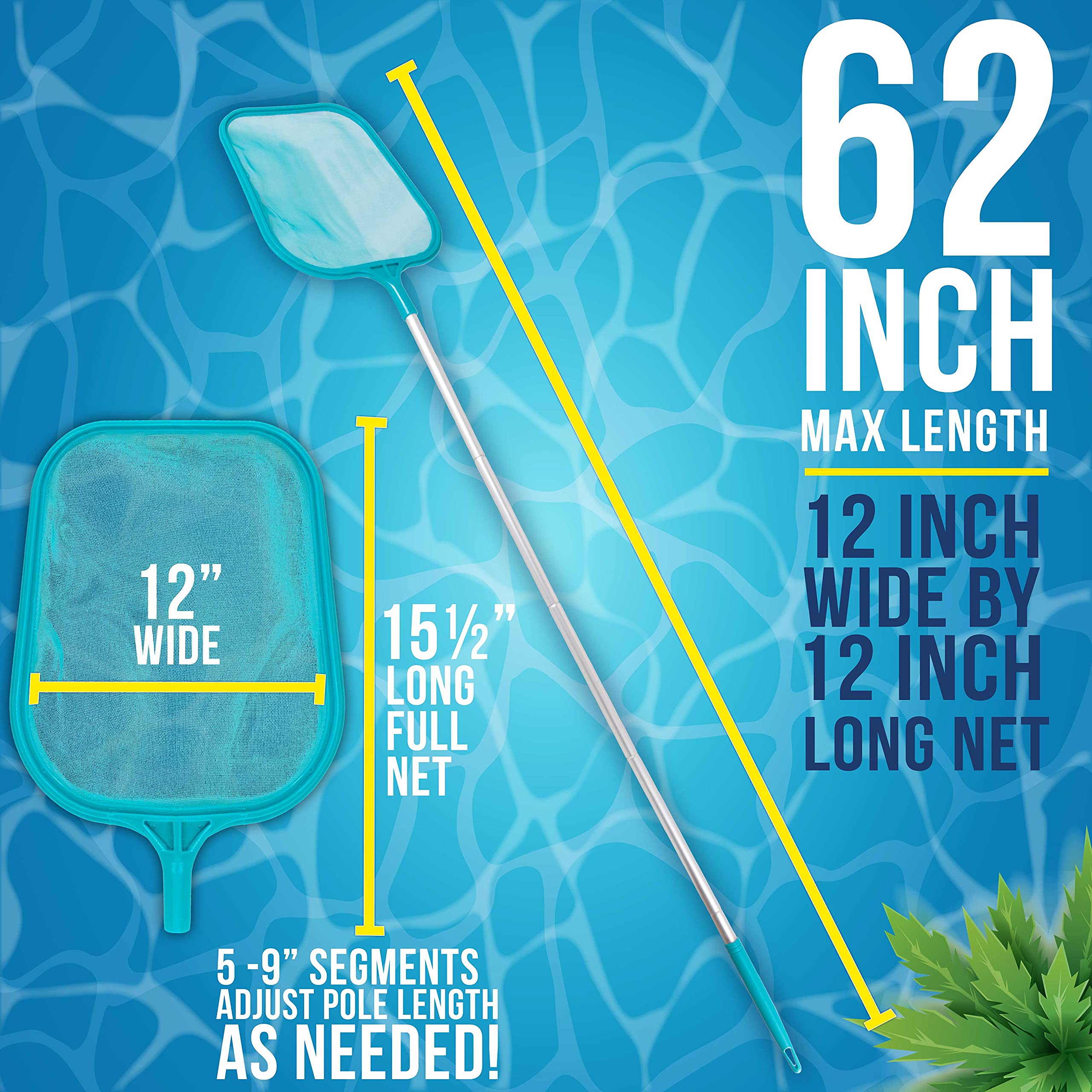 U.S. Pool Supply fine-mesh netting captures small debris efficiently.
