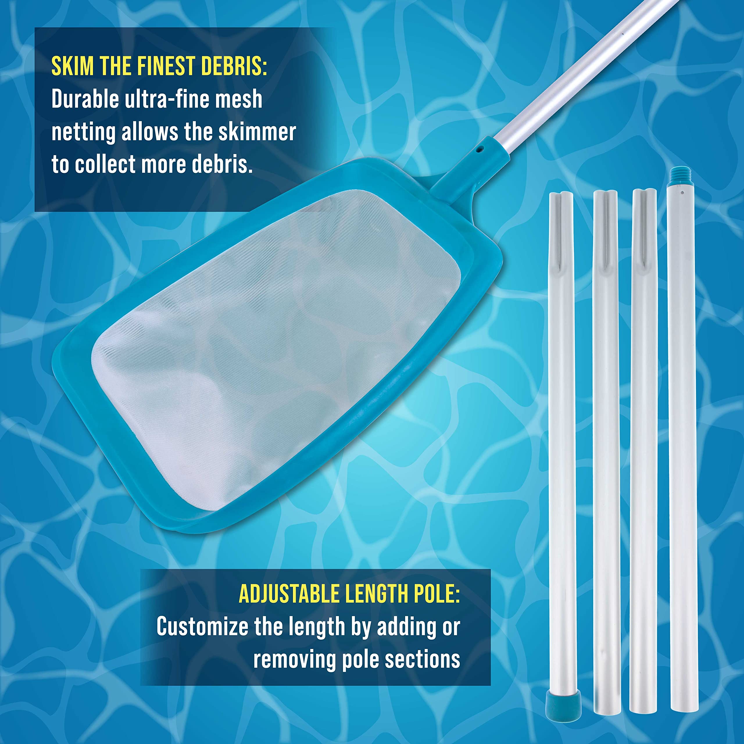 Fits standard 1-1/4 inch pool poles for quick attachment.