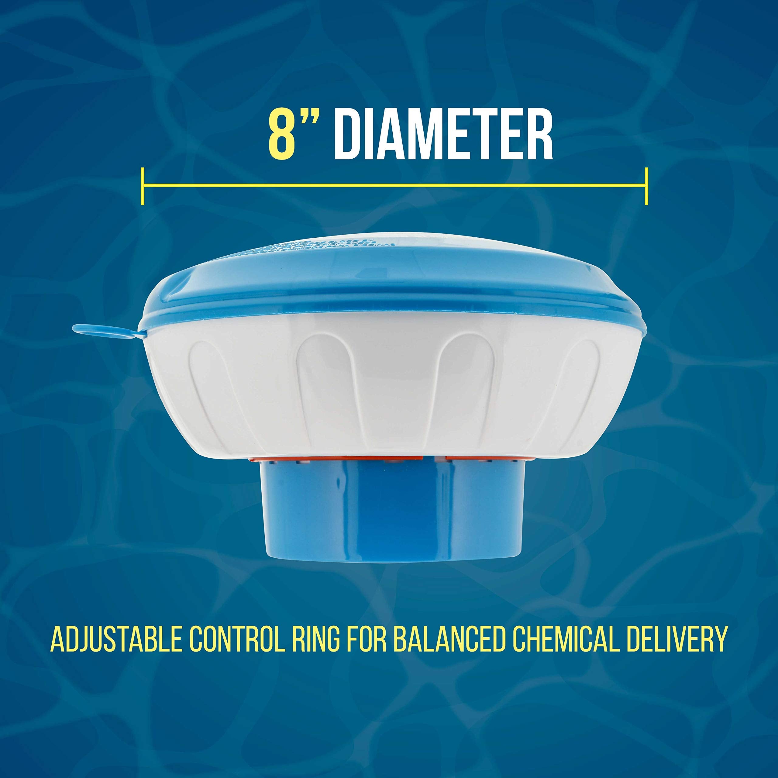 US Pool Supply floating dispenser 3lb tablet capacity supports 1, 3, or 4-inch tablets