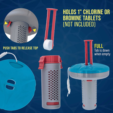 US Pool Supply floating dispenser actively dosing in water