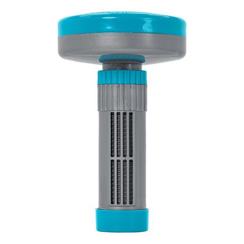 US Pool Supply floating spa dispenser, top view, easy one-inch tablet dosing