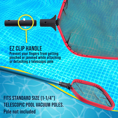 U.S. Pool Supply 14 by 14 inch top frame offers wide reach and stable scooping.