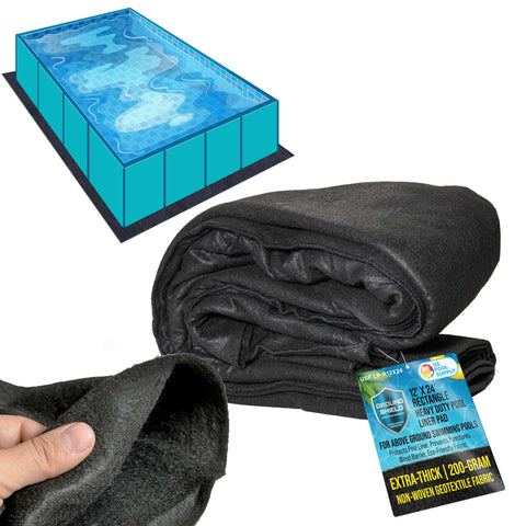 U.S. Pool Supply Ground Shield 12x24 pad unrolled protects liner from sharp rocks