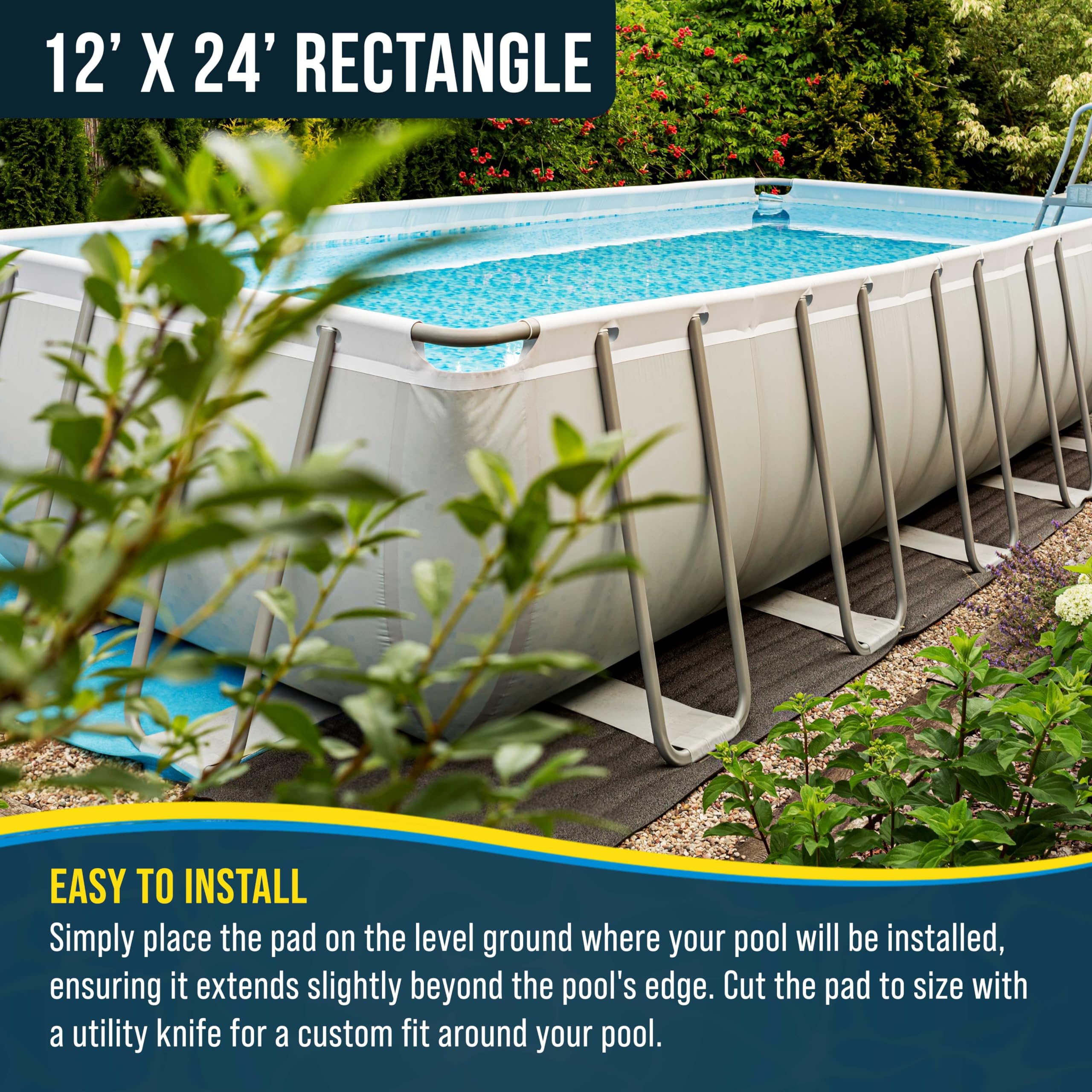 Easy-cut Ground Shield to fit pool edge with precise trimming