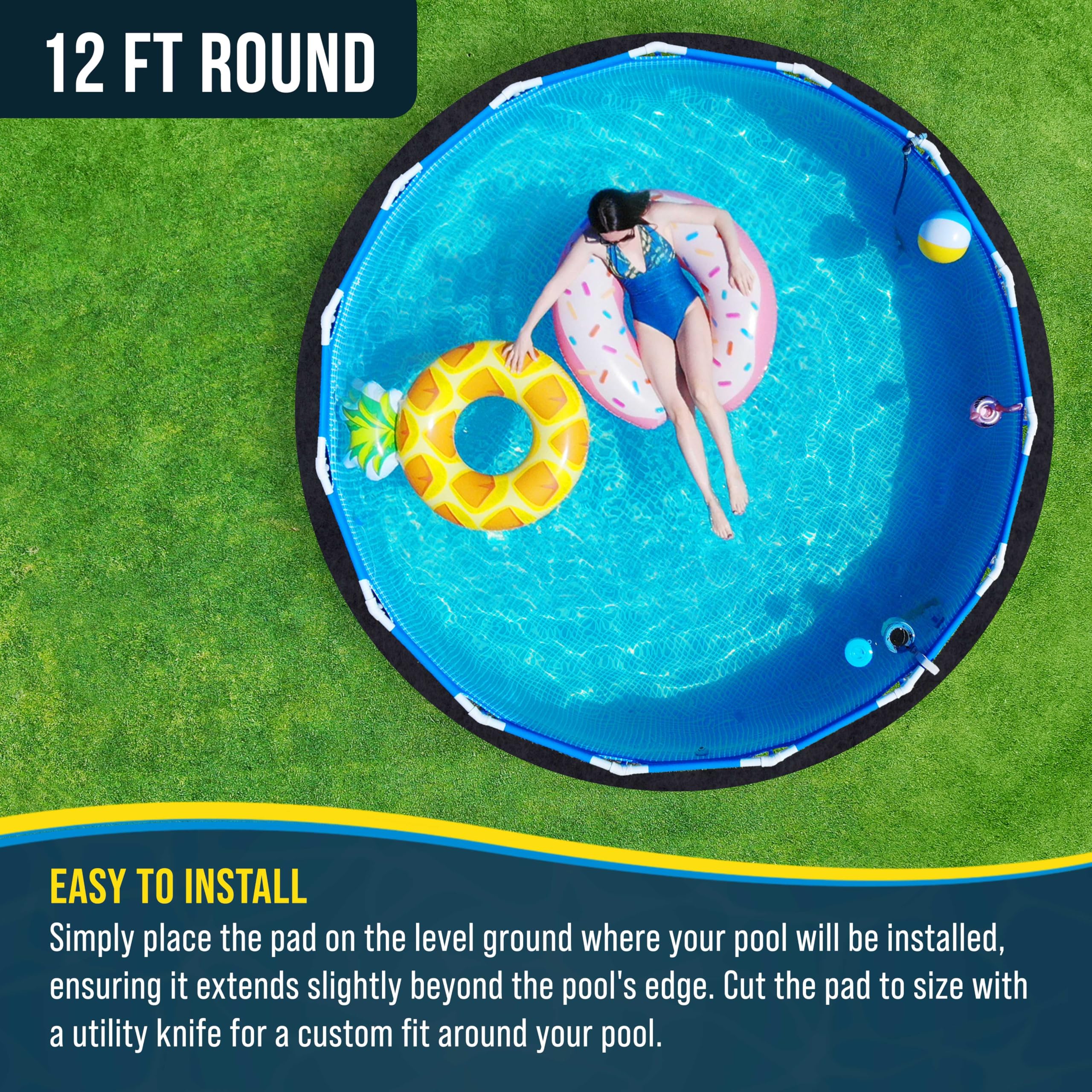 US Pool Supply Ground Shield geotextile pad offers puncture resistance beneath the liner
