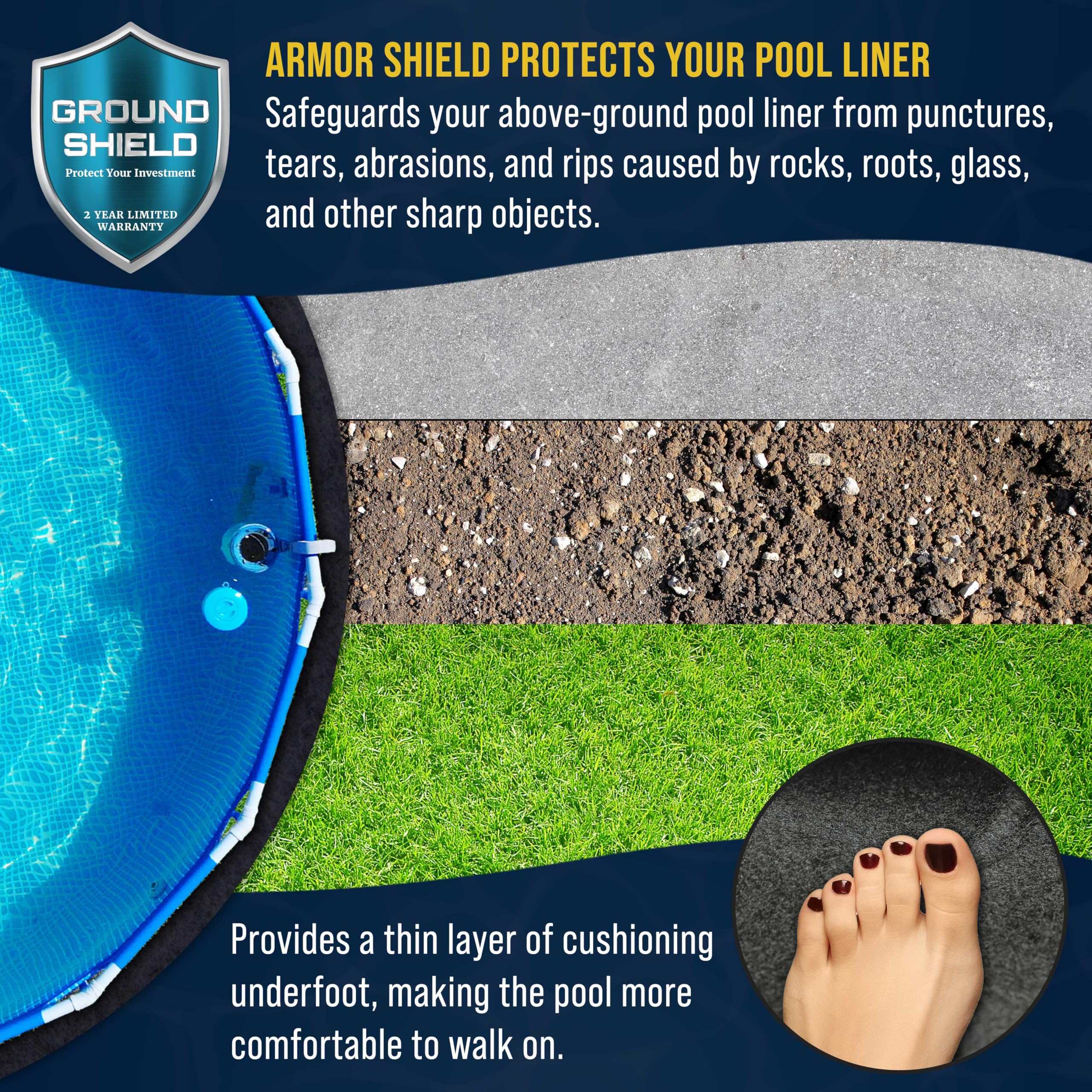 Suitable for soft-sided and hard-sided above-ground pools.
