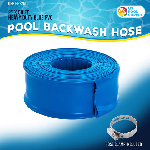 US Pool Supply heavy-duty blue hose showcases durable construction for daily pool care