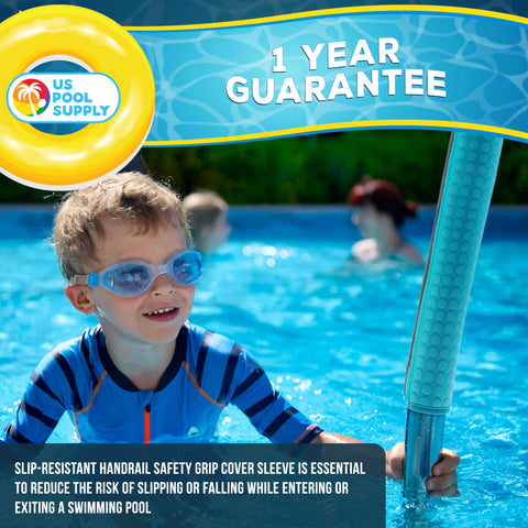 Inground ladder handrail wrap by U.S. Pool Supply installed on a pool ladder