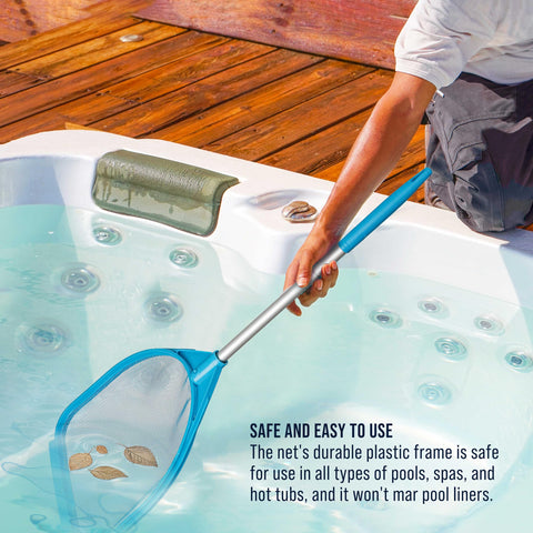 US Pool Supply leaf debris cleanup eases maintenance with a fine mesh net.