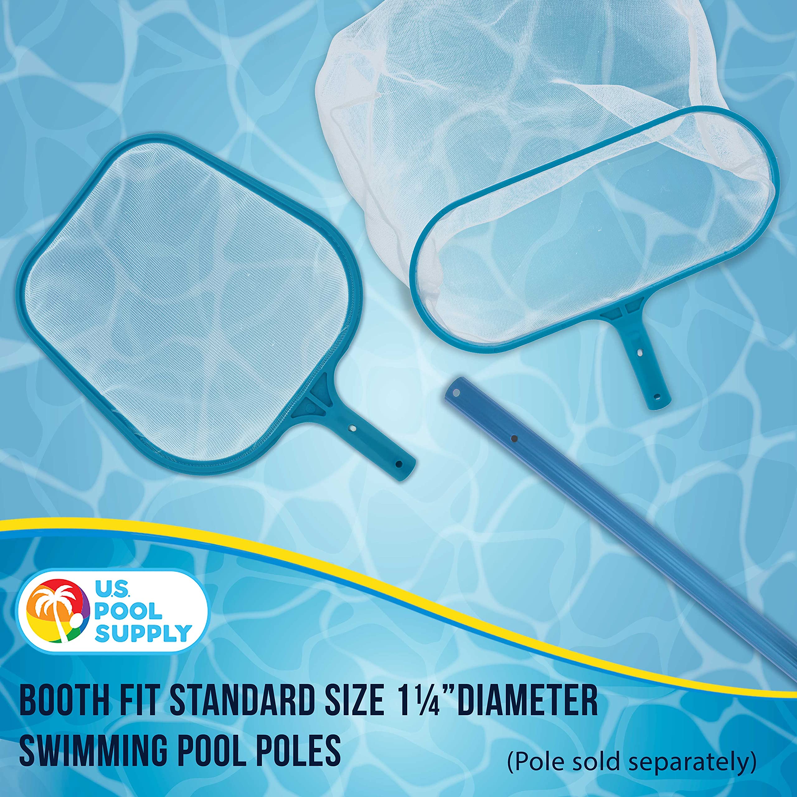 U.S. Pool Supply leaf rake net deep mesh bag handles large debris efficiently.