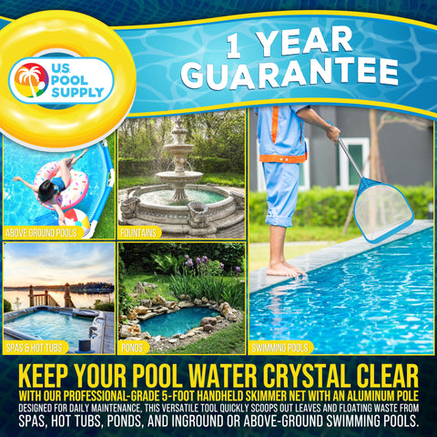 US Pool Supply versatile skimmer for leaves and debris in ponds and pools