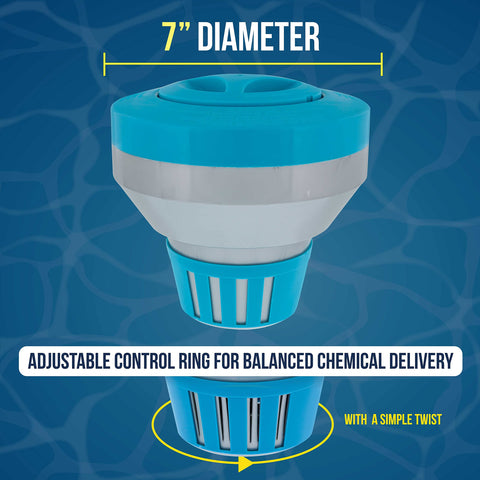 Locking cap design keeps tablets secure during use in pools and spas.