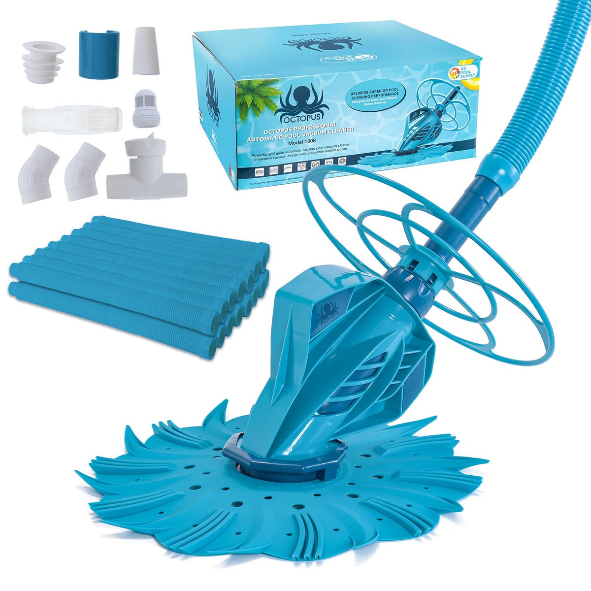 US Pool Supply Octopus Suction Cleaner front view showing powerful debris removal for inground pools