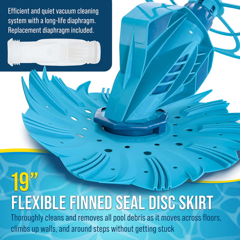 US Pool Supply Octopus Suction Cleaner in action near steps covering floors and walls