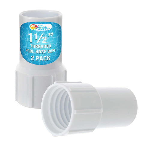 US Pool Supply one-and-one-half-inch hose cuff secures spiral-wound hoses for steady vacuum operation.
