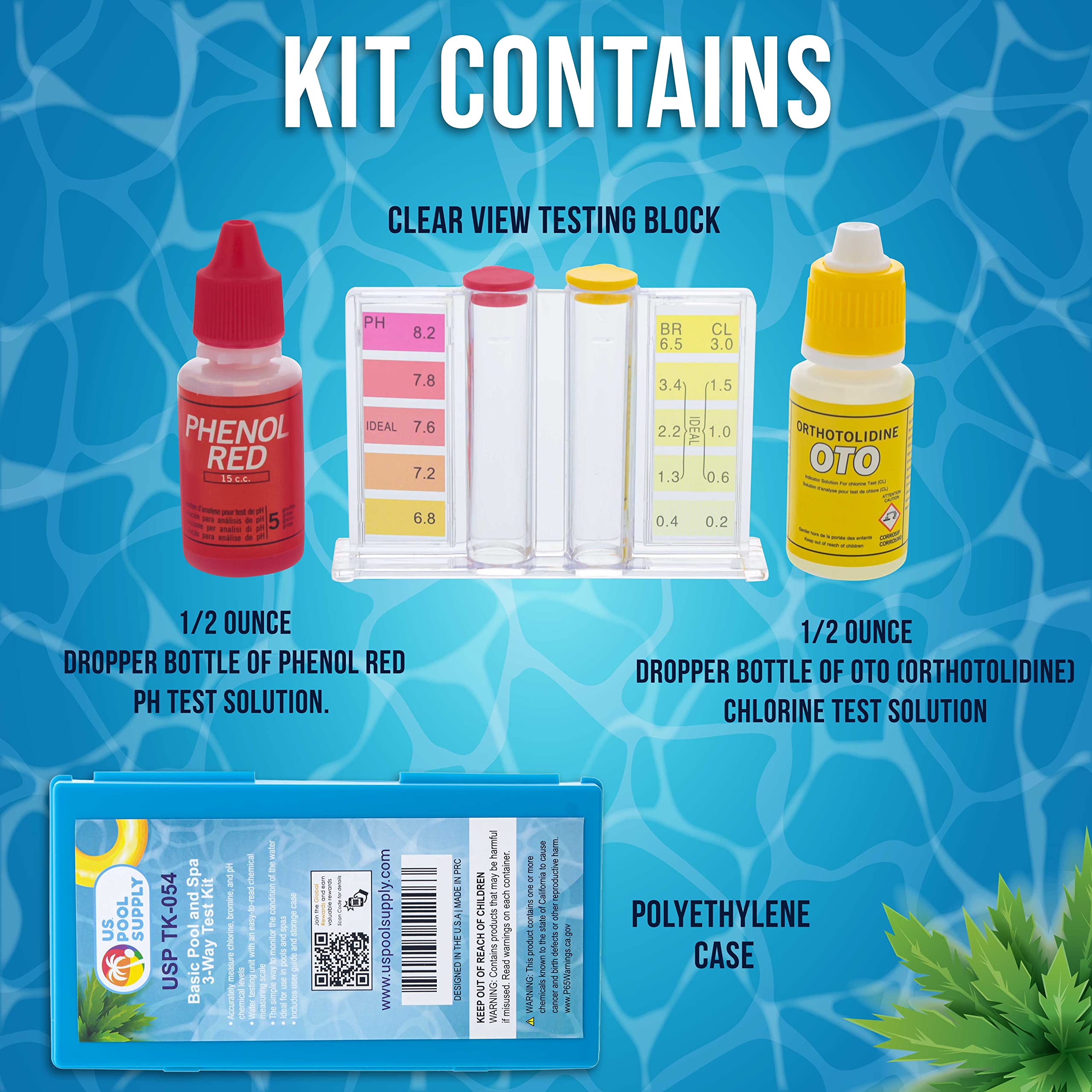 Phenol Red pH test solution bottle enables simple pH checks for balanced water