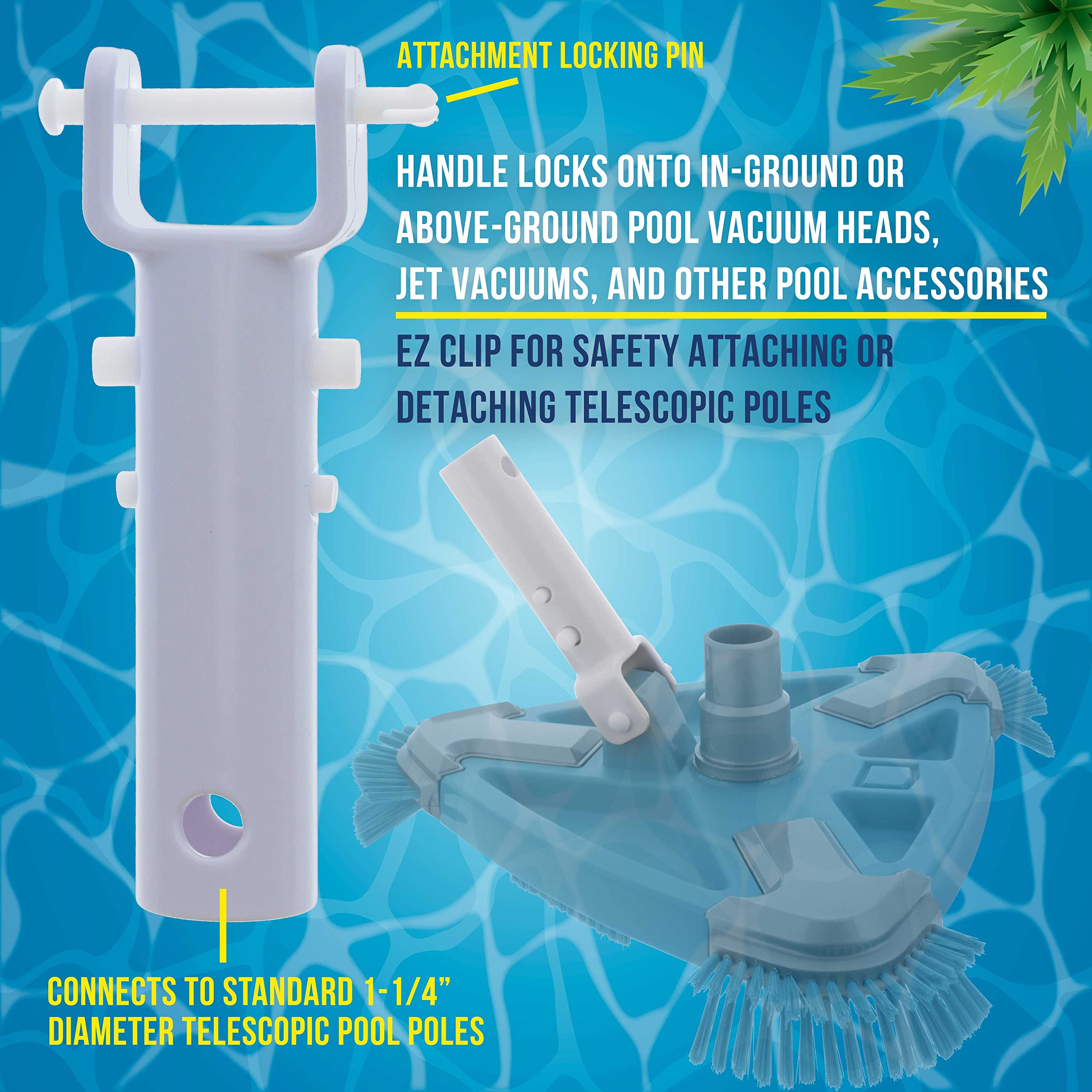U.S. Pool Supply pole attachment compatible with standard 1-1/4 inch poles.