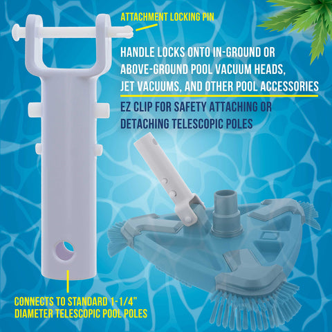 U.S. Pool Supply pole attachment compatible with standard 1-1/4 inch poles.