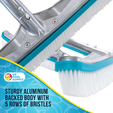 Brush head ready to attach to standard pool pole, demonstrating compatibility