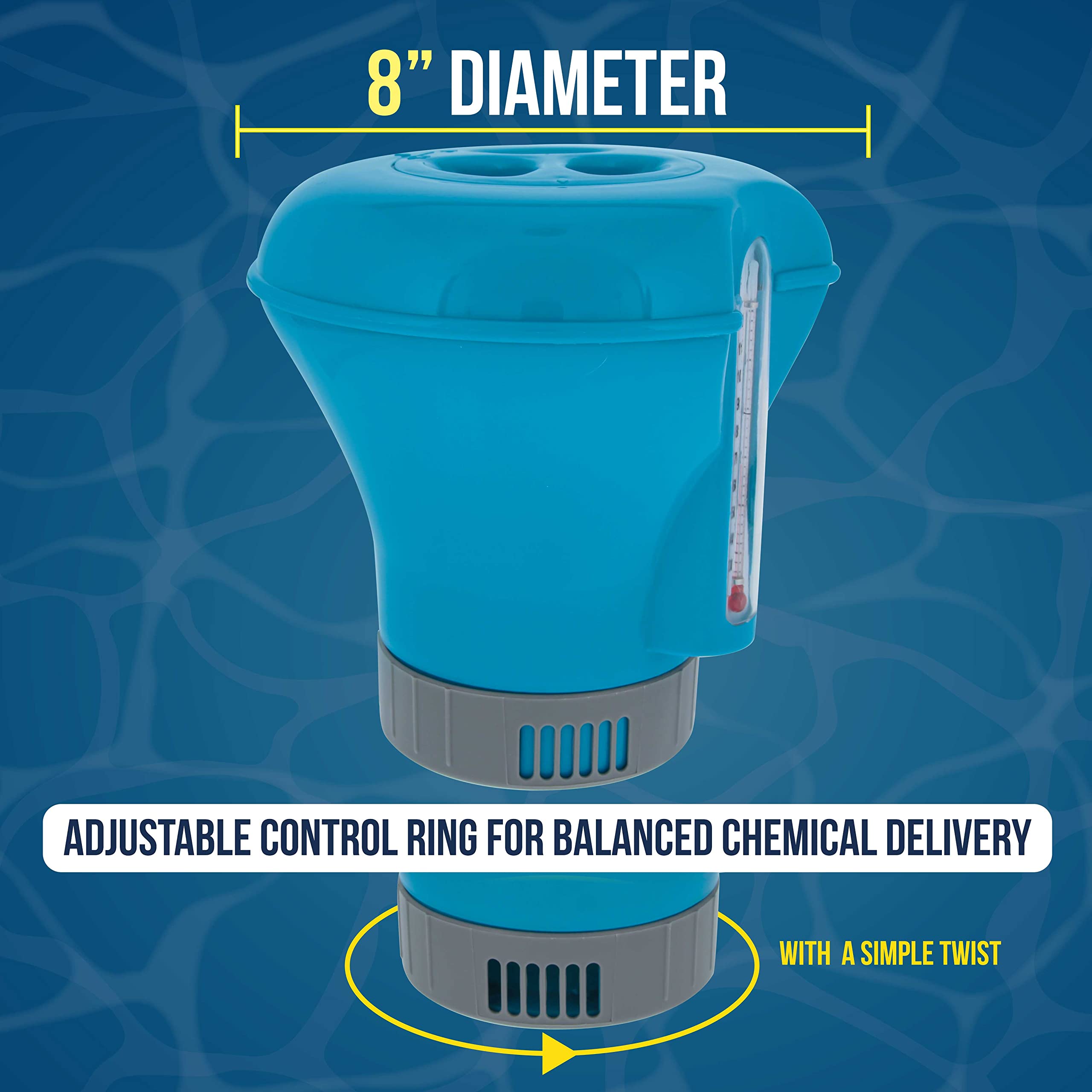 US Pool Supply chlorine floater with adjustable flow ring for balanced delivery