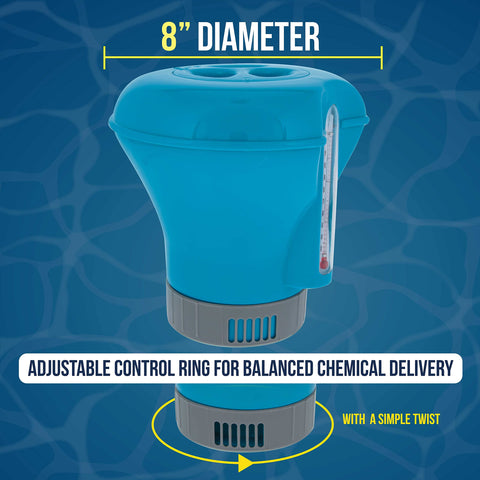 US Pool Supply chlorine floater with adjustable flow ring for balanced delivery