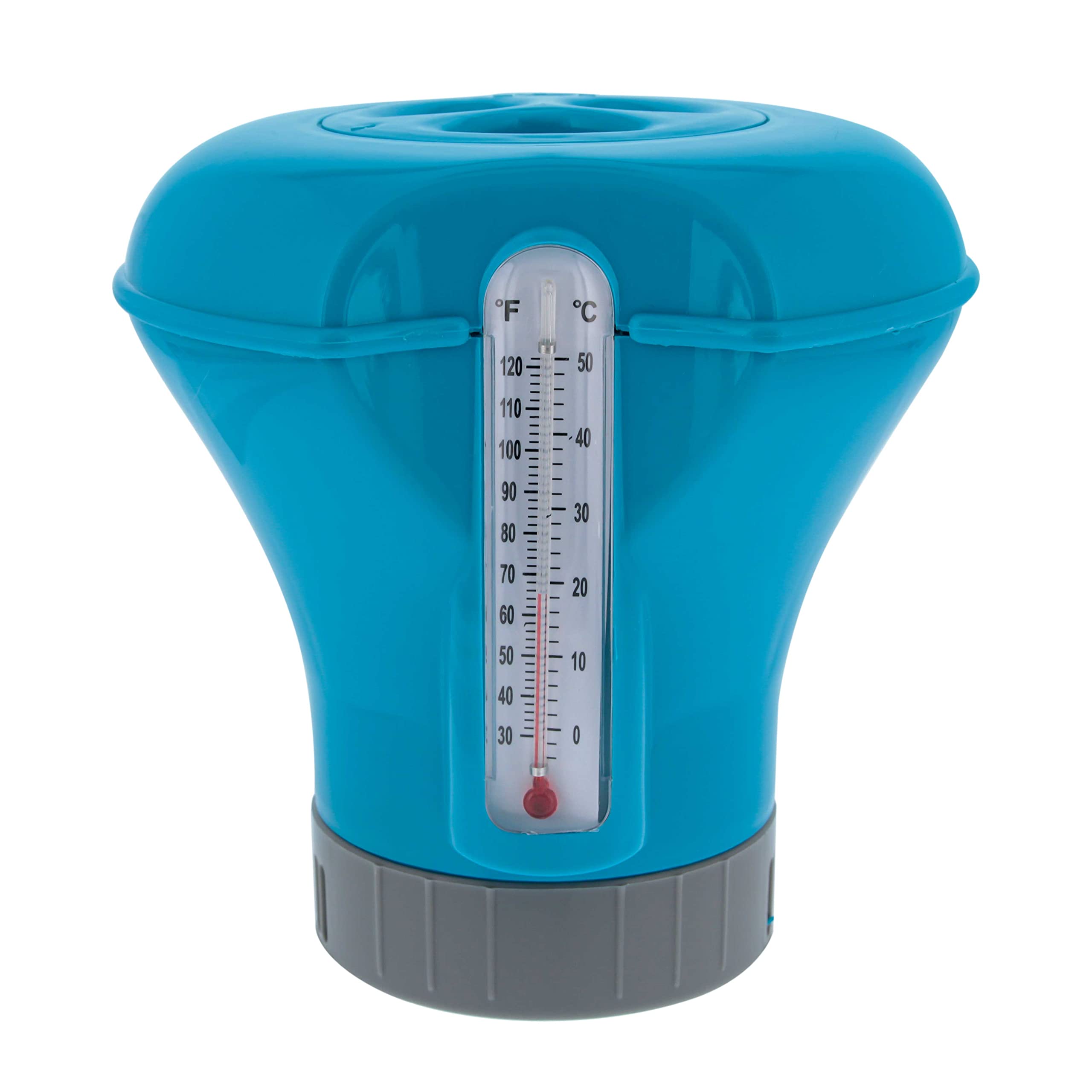 US Pool Supply pool chlorine floater thermometer shows water temperature for comfort