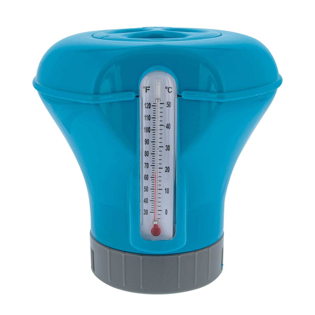 US Pool Supply pool chlorine floater thermometer shows water temperature for comfort