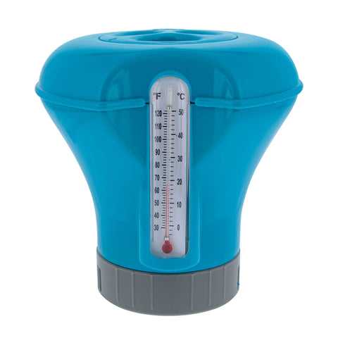 US Pool Supply pool chlorine floater thermometer shows water temperature for comfort