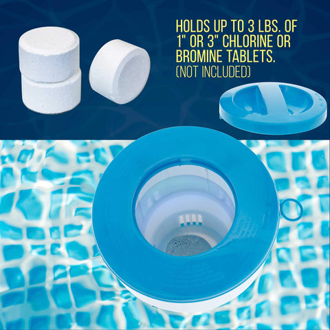 US Pool Supply holds up to 3 lbs of tablets for easier loading