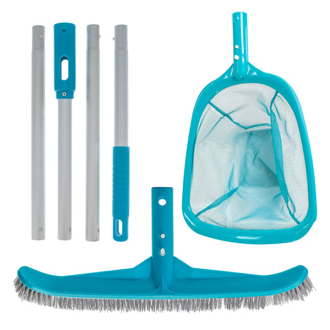 U.S. Pool Supply pool maintenance kit with leaf-skimmer net for fine debris capture.