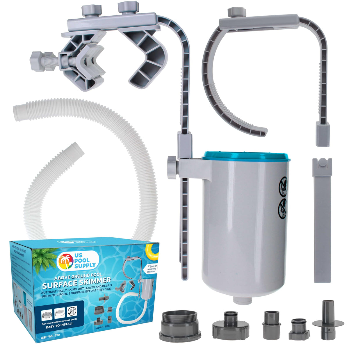 US Pool Supply pool skimmer wall mount removes surface debris with easy installation.