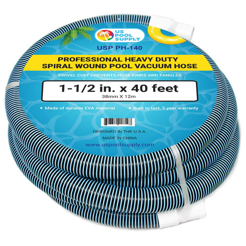 US Pool Supply pool vacuum hose 1-1/2-inch 40-foot delivers strong suction and durability.