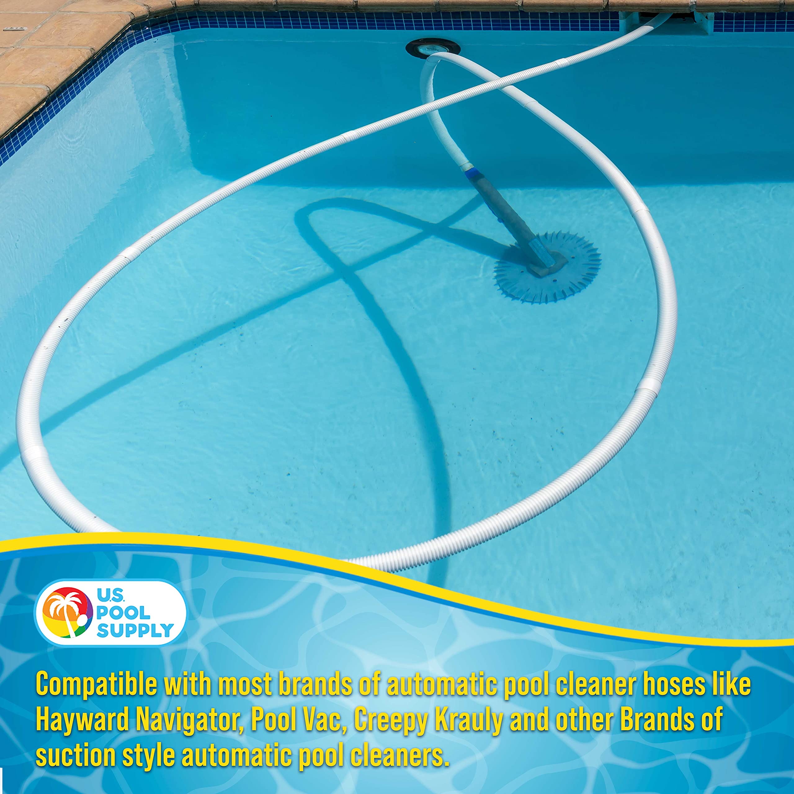 US Pool Supply durable HDPE hose resists crushing during regular pool cleaning