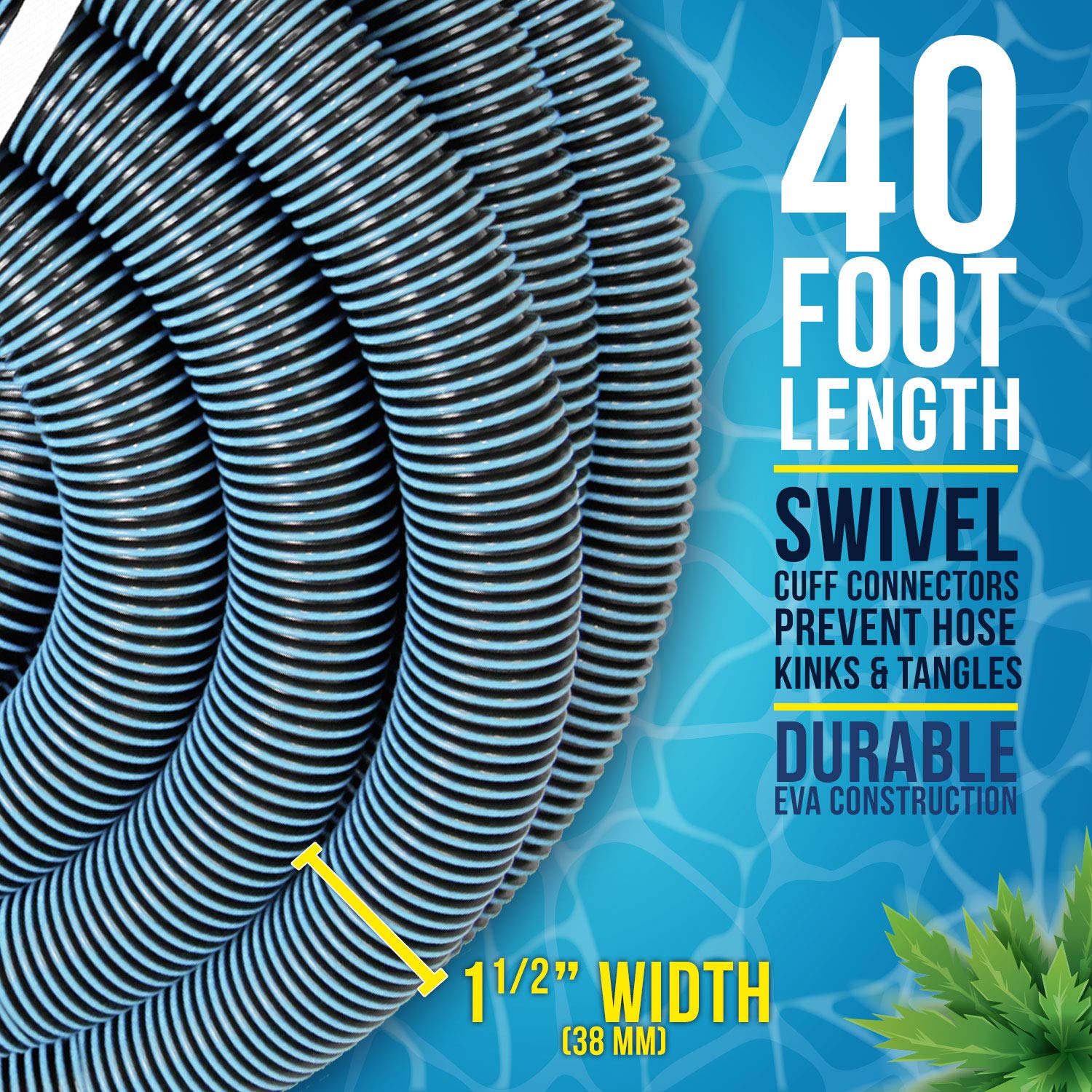 US Pool Supply pool vacuum hose spiral wound construction resists kinks and abrasion.