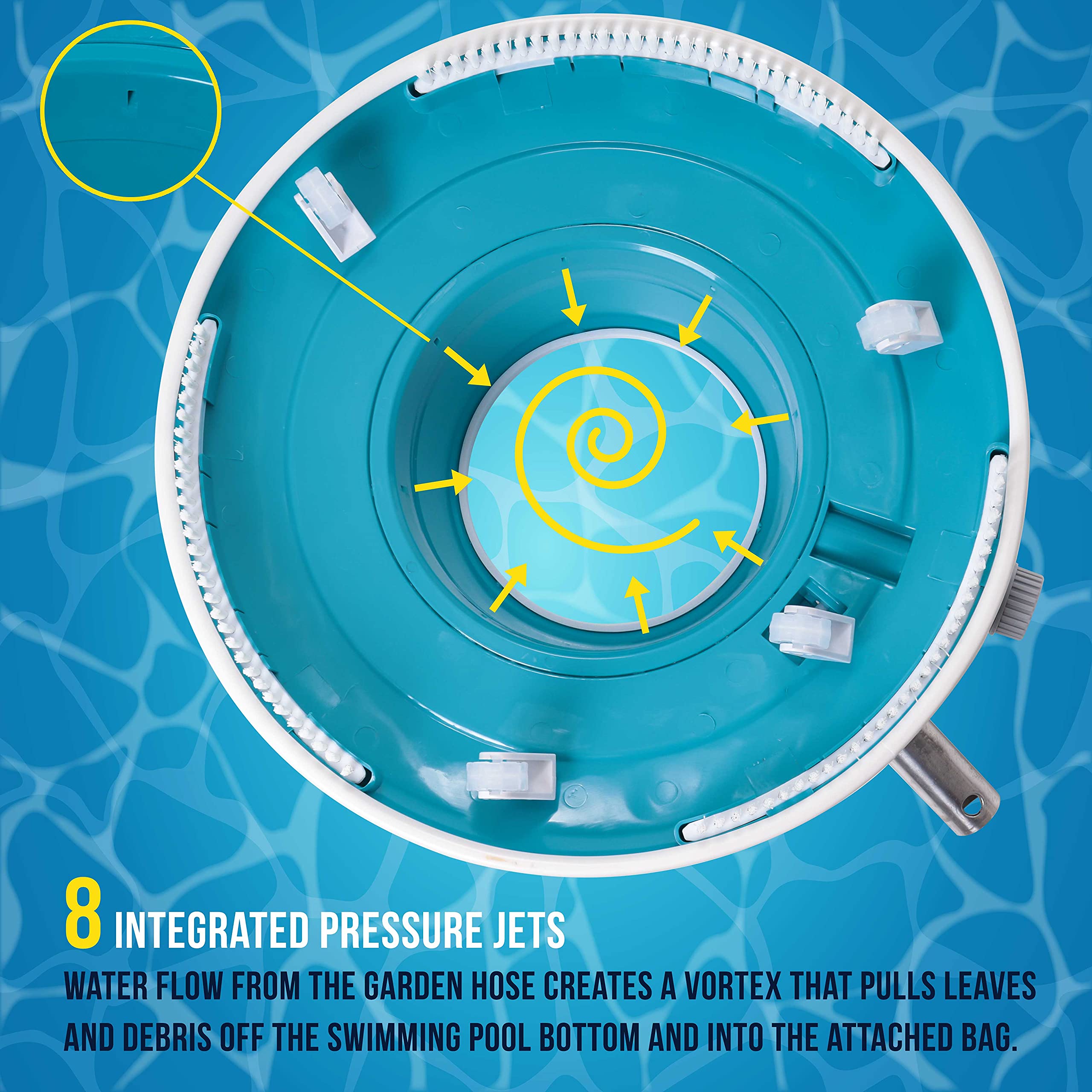 U.S. Pool Supply Leaf Terminator perimeter brushes loosen dirt near edges