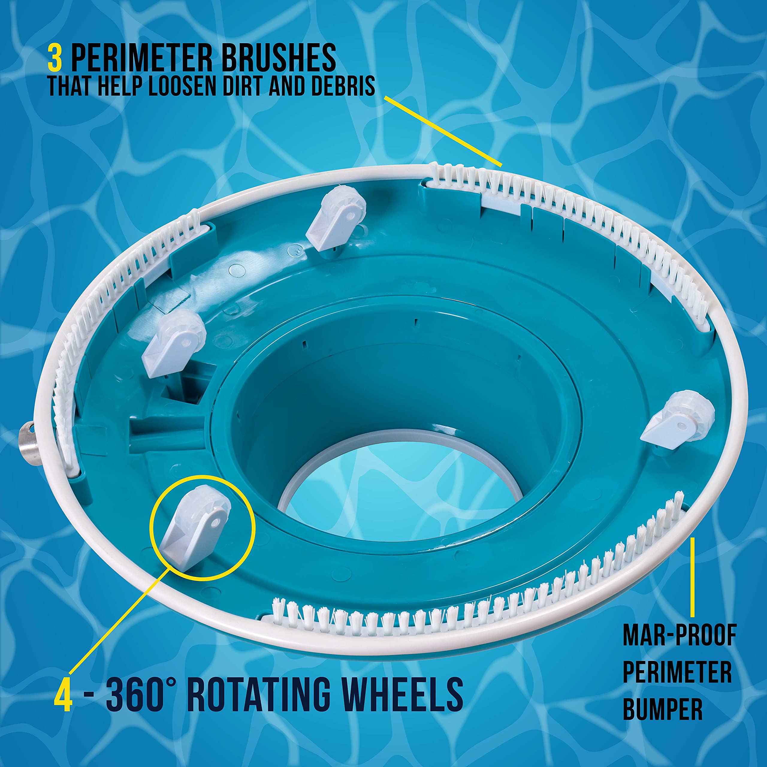 U.S. Pool Supply Leaf Terminator with 4 rotating wheels for easy maneuvering