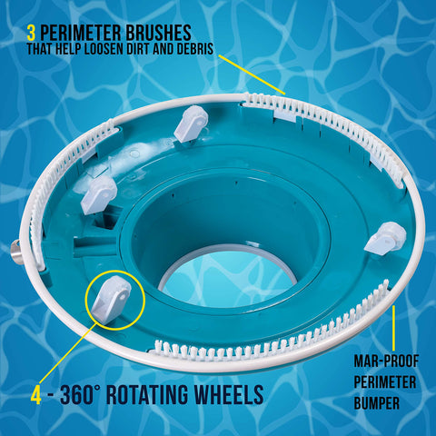 U.S. Pool Supply Leaf Terminator with 4 rotating wheels for easy maneuvering