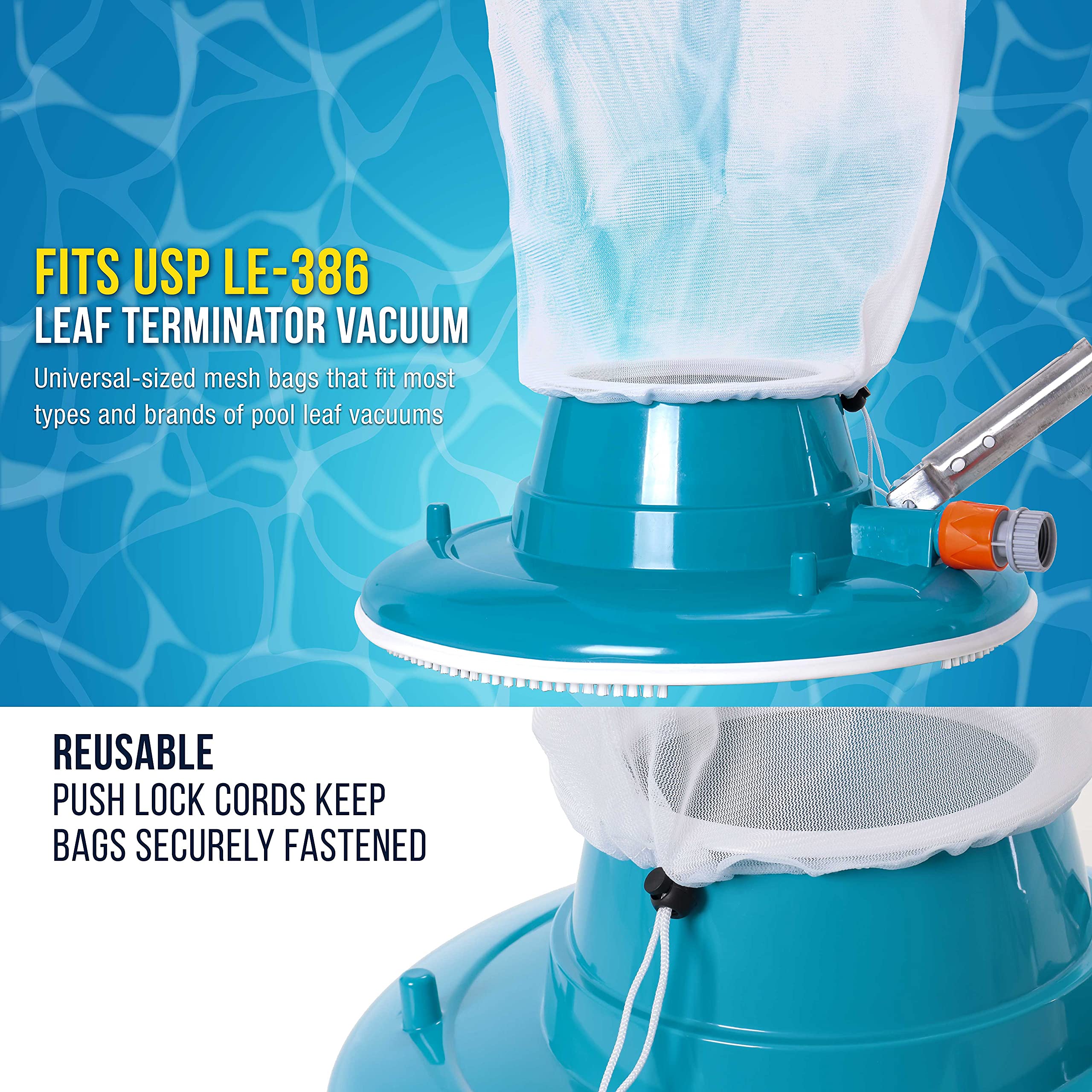 U.S. Pool Supply mesh bag detail highlighting durable nylon fabric for debris capture.