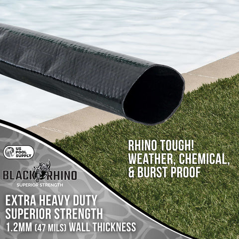US Pool Supply secure-fit backwash hose reduces backflow with sturdy clamps.