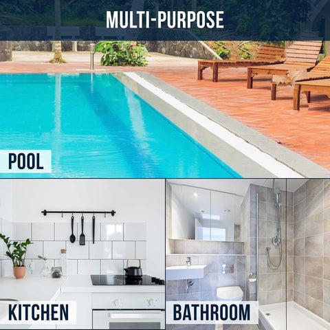 U.S. Pool Supply durable scrub sponge helps clear grout lines quickly.