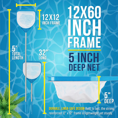 US Pool Supply skimmer net five-section pole allows adjustable reach