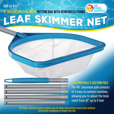 US Pool Supply skimmer net deep mesh basket captures fine particles