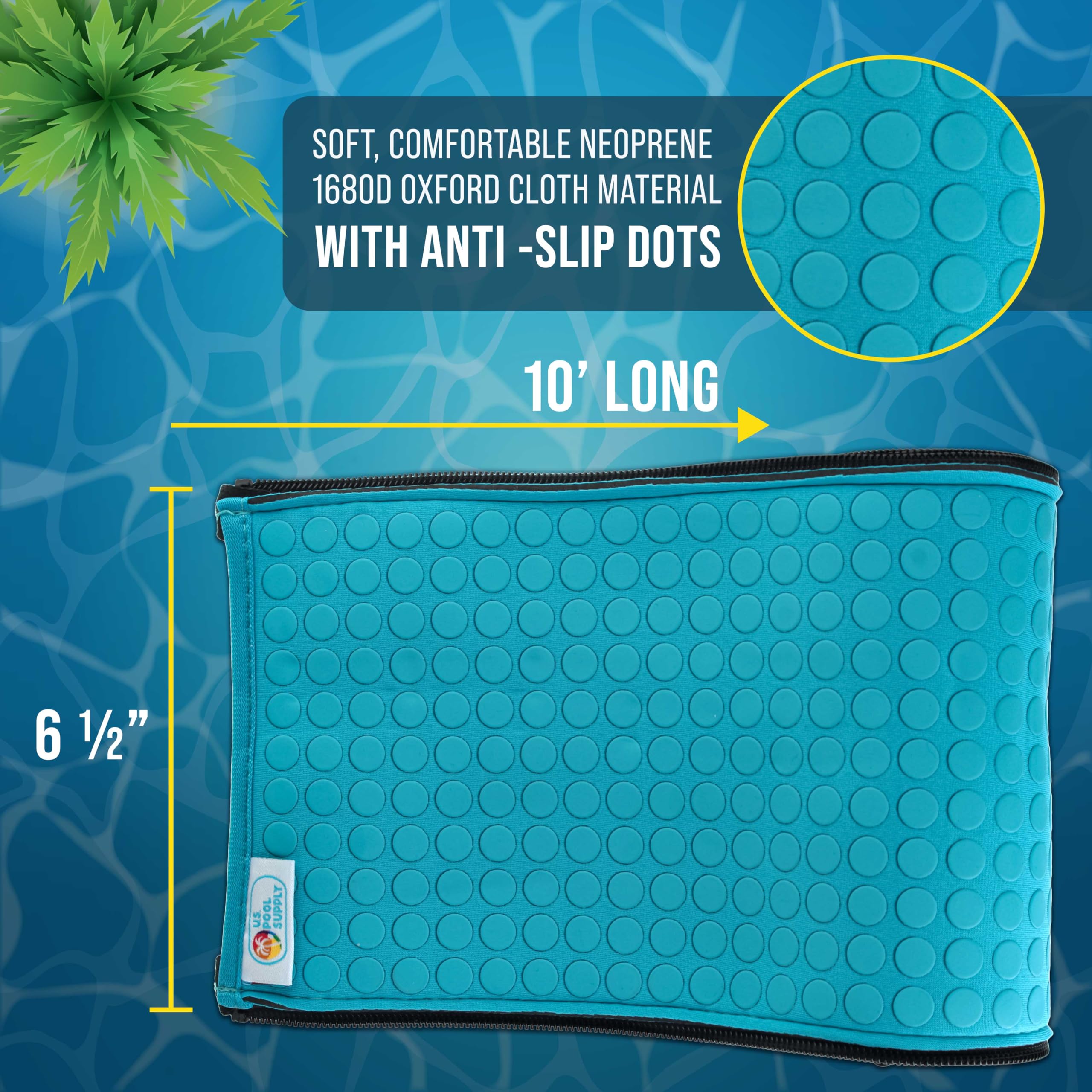 Non-slip grip dots on U.S. Pool Supply handrail cover for wet hands