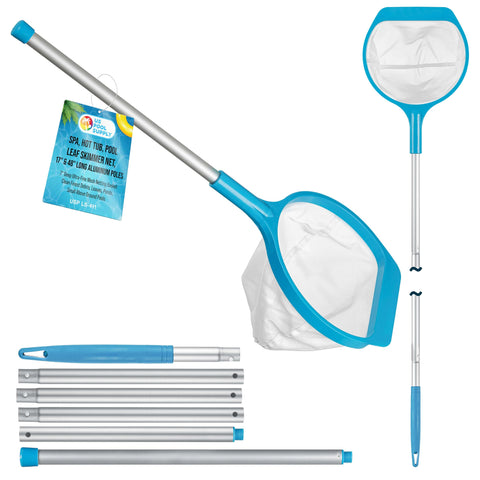 U.S. Pool Supply spa leaf skimmer net with 27-inch handheld grip for quick debris pickup.
