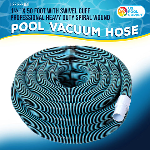 US Pool Supply spiral-wound hose with kink-free swivel cuff for tangle-free cleaning